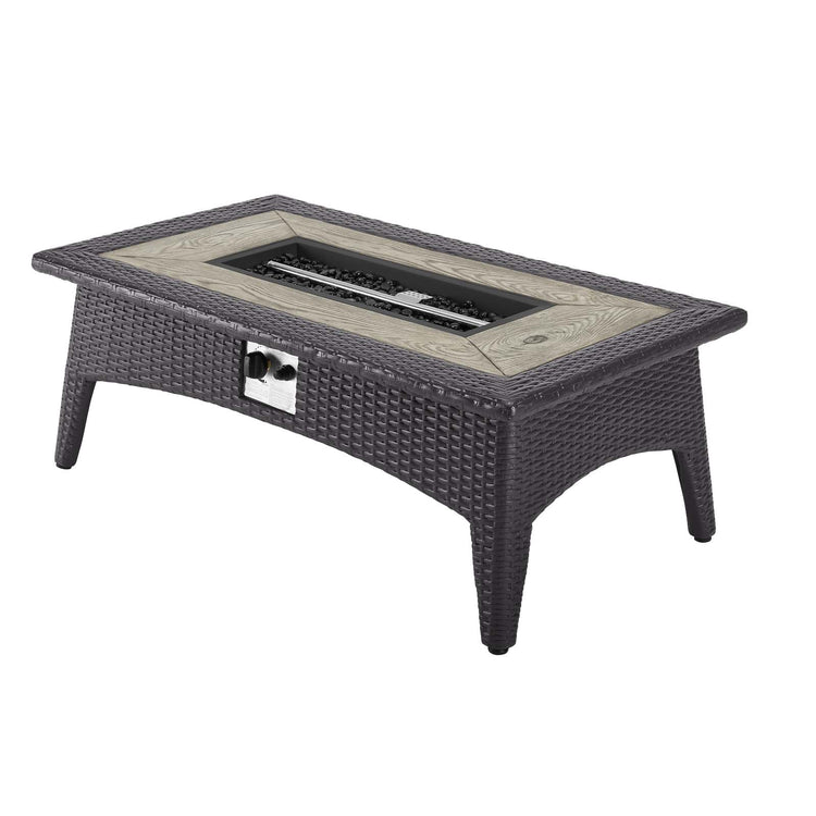 Convene 3 Piece Set Outdoor Patio with Fire Pit - Espresso Red