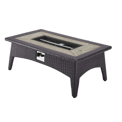 Convene 3 Piece Set Outdoor Patio with Fire Pit - Espresso Red