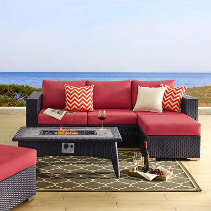 Convene 3 Piece Set Outdoor Patio with Fire Pit - Espresso Red