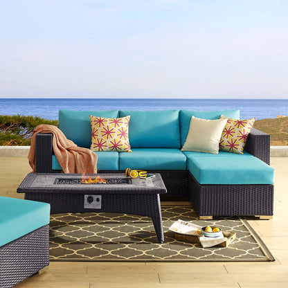 Convene 3 Piece Set Outdoor Patio with Fire Pit - Espresso Turquoise