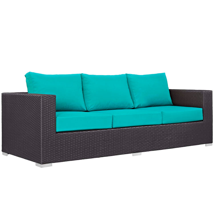 Convene 3 Piece Set Outdoor Patio with Fire Pit - Espresso Turquoise
