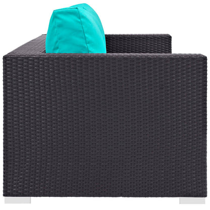 Convene 3 Piece Set Outdoor Patio with Fire Pit - Espresso Turquoise