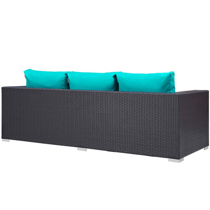 Convene 3 Piece Set Outdoor Patio with Fire Pit - Espresso Turquoise