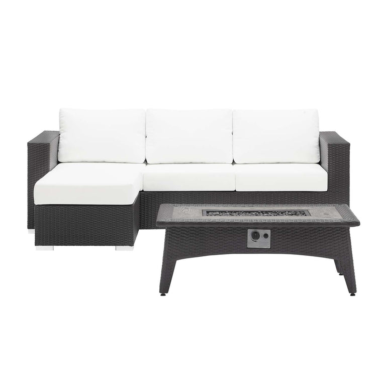 Convene 3 Piece Set Outdoor Patio with Fire Pit - Espresso White