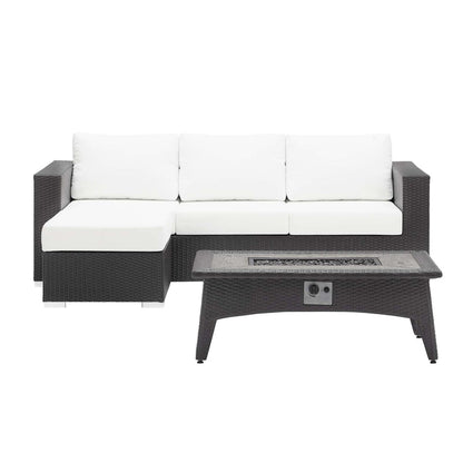 Convene 3 Piece Set Outdoor Patio with Fire Pit - Espresso White