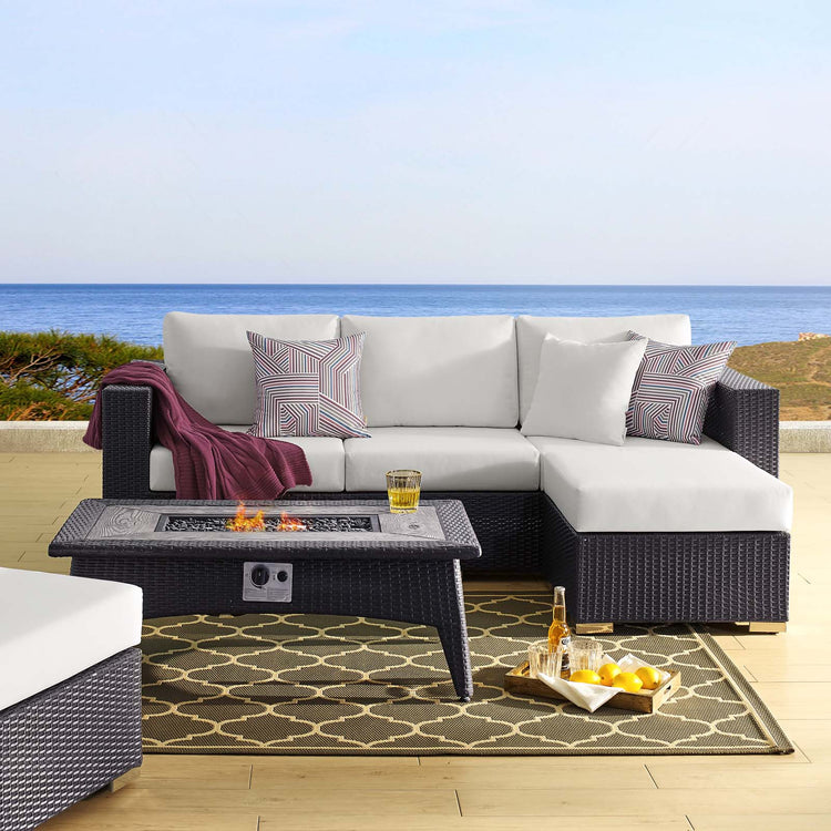 Convene 3 Piece Set Outdoor Patio with Fire Pit - Espresso White