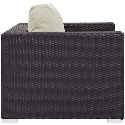 Convene 4 Piece Set Outdoor Patio with Fire Pit - Espresso Beige