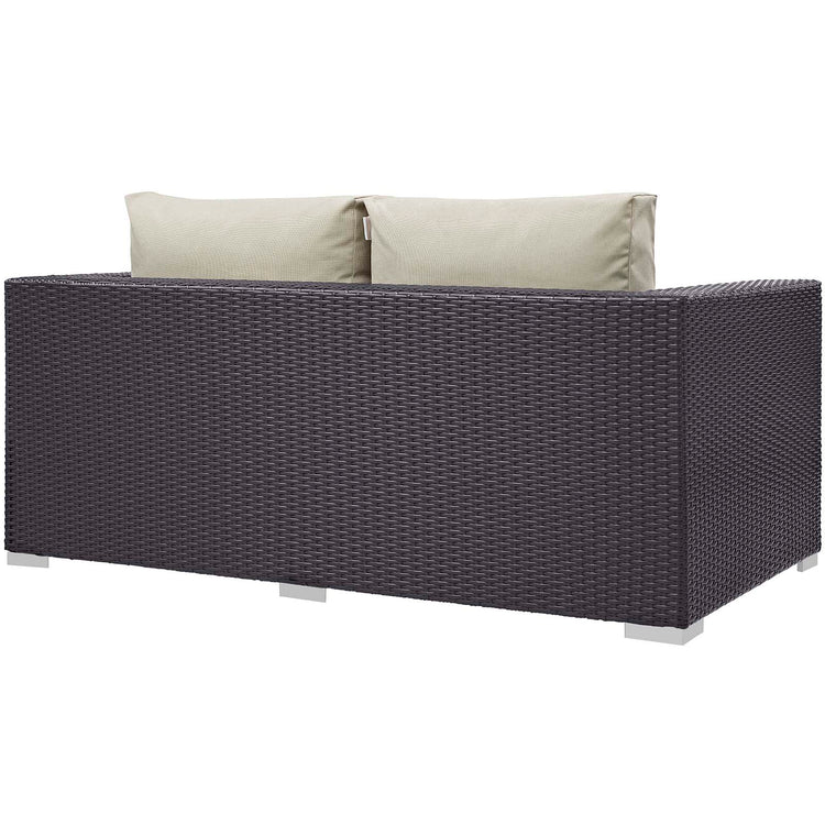 Convene 4 Piece Set Outdoor Patio with Fire Pit - Espresso Beige