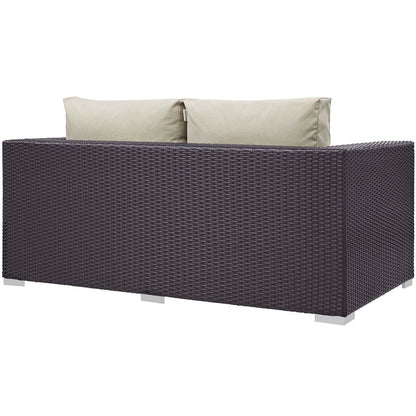 Convene 4 Piece Set Outdoor Patio with Fire Pit - Espresso Beige