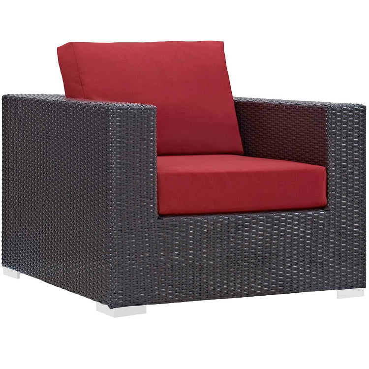 Convene 4 Piece Set Outdoor Patio with Fire Pit - Espresso Red