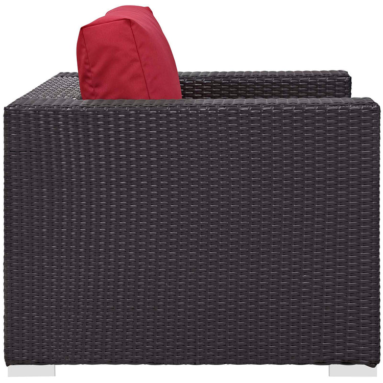 Convene 4 Piece Set Outdoor Patio with Fire Pit - Espresso Red