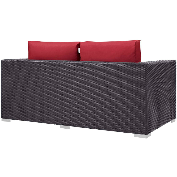 Convene 4 Piece Set Outdoor Patio with Fire Pit - Espresso Red