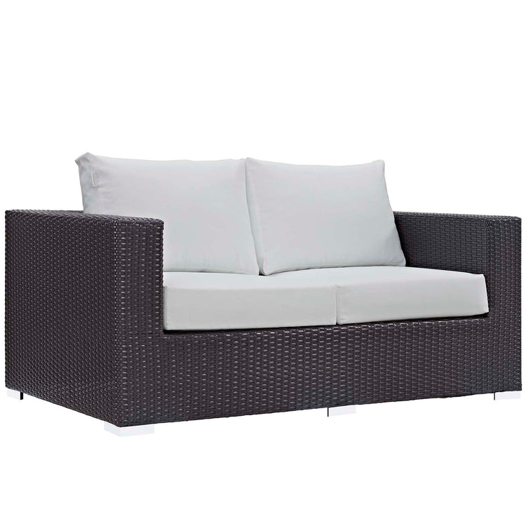 Convene 4 Piece Set Outdoor Patio with Fire Pit - Espresso White
