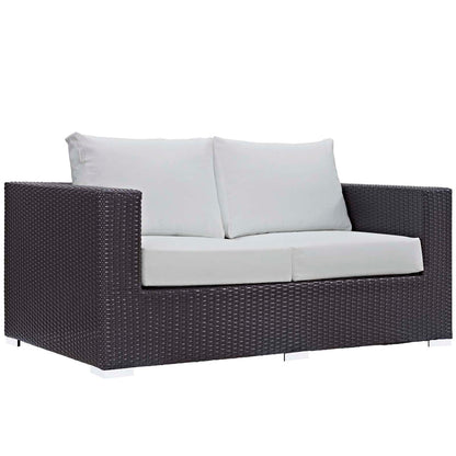 Convene 4 Piece Set Outdoor Patio with Fire Pit - Espresso White