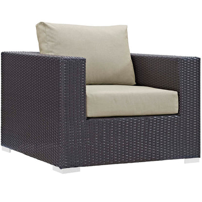 Convene 5 Piece Set Outdoor Patio with Fire Pit - Espresso Beige