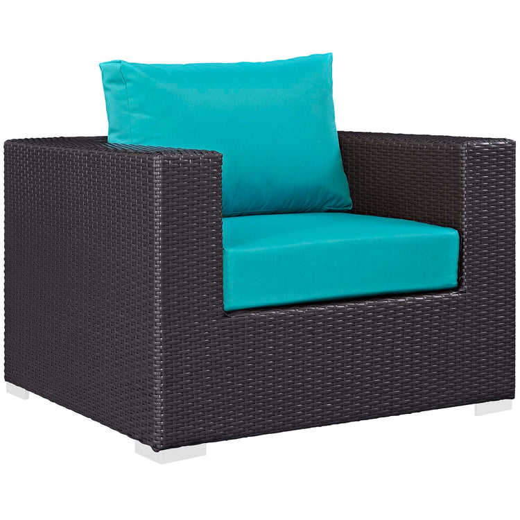 Convene 5 Piece Set Outdoor Patio with Fire Pit - Espresso Turquois
