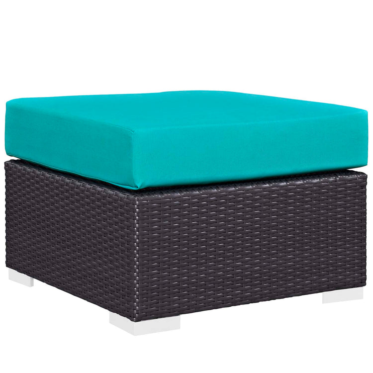Convene 5 Piece Set Outdoor Patio with Fire Pit - Espresso Turquois