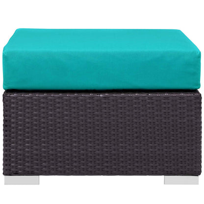 Convene 5 Piece Set Outdoor Patio with Fire Pit - Espresso Turquois