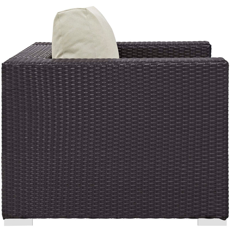 Convene 3 Piece Set Outdoor Patio with Fire Pit - Espresso Beige