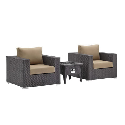 Convene 3 Piece Set Outdoor Patio with Fire Pit - Espresso Mocha