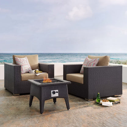 Convene 3 Piece Set Outdoor Patio with Fire Pit - Espresso Mocha