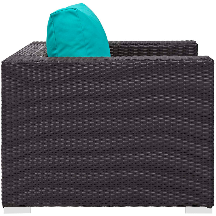 Convene 3 Piece Set Outdoor Patio with Fire Pit - Espresso Turquois
