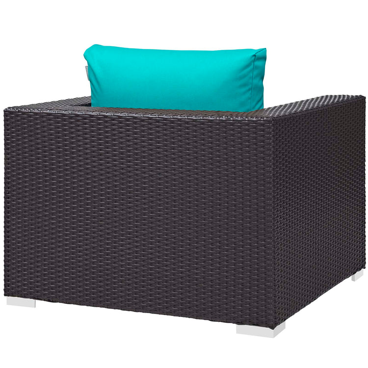 Convene 3 Piece Set Outdoor Patio with Fire Pit - Espresso Turquois
