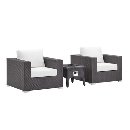 Convene 3 Piece Set Outdoor Patio with Fire Pit - Espresso White
