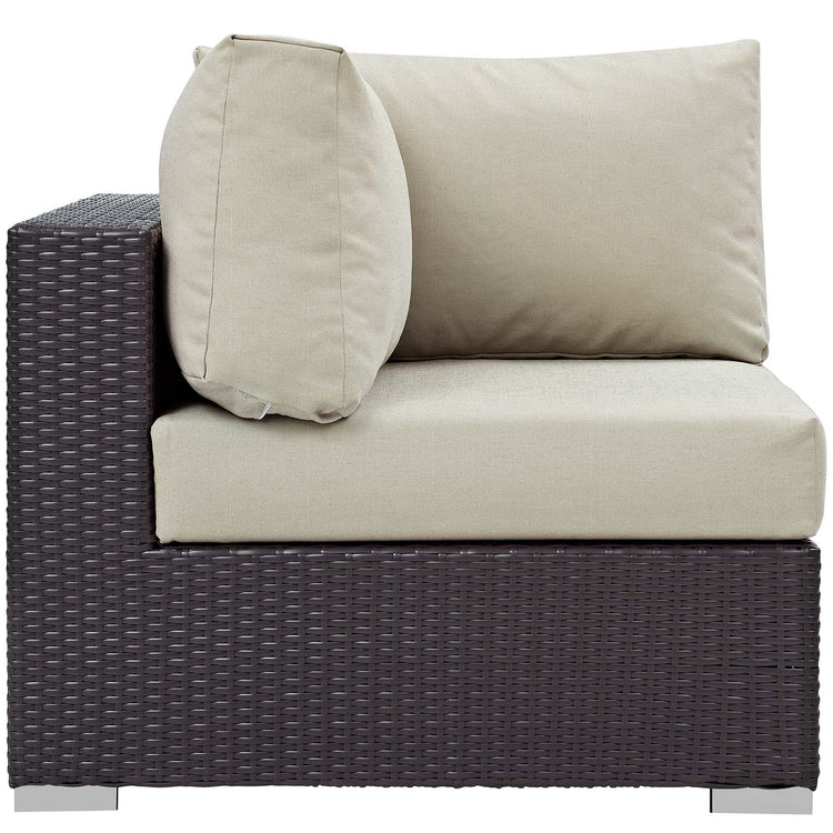 Convene 5 Piece Set Outdoor Patio with Fire Pit - Espresso Beige