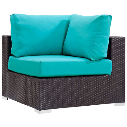 Convene 5 Piece Set Outdoor Patio with Fire Pit - Espresso Turquoise