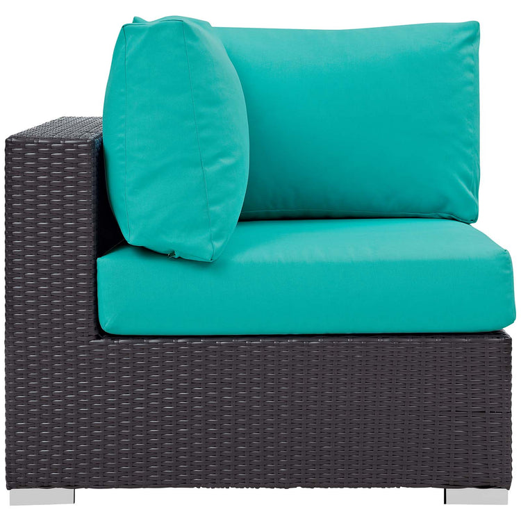 Convene 5 Piece Set Outdoor Patio with Fire Pit - Espresso Turquoise
