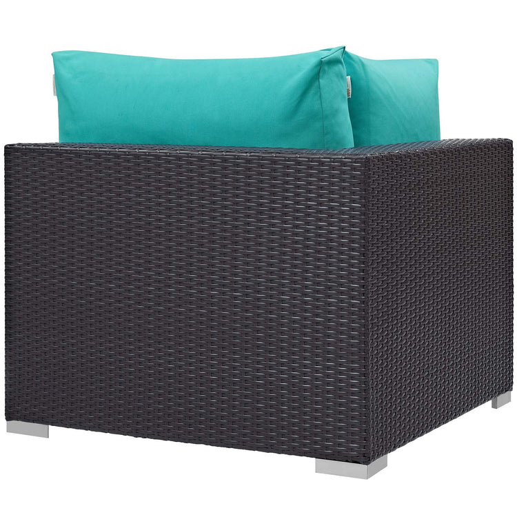 Convene 5 Piece Set Outdoor Patio with Fire Pit - Espresso Turquoise