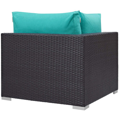 Convene 5 Piece Set Outdoor Patio with Fire Pit - Espresso Turquoise
