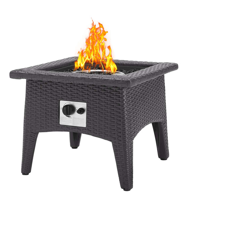 Convene 3 Piece Set Outdoor Patio with Fire Pit - Espresso Beige