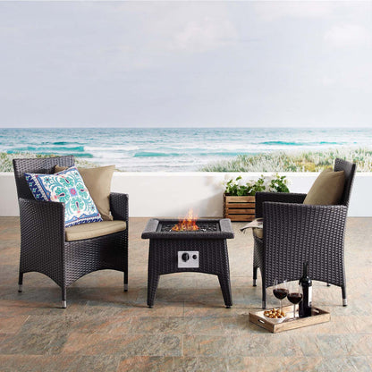 Convene 3 Piece Set Outdoor Patio with Fire Pit - Espresso Mocha