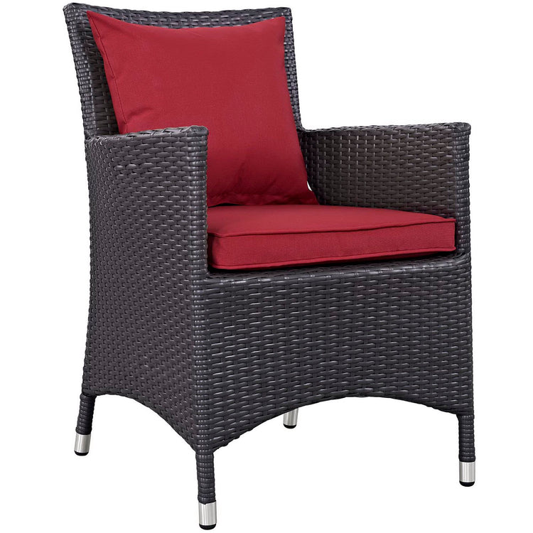 Convene 3 Piece Set Outdoor Patio with Fire Pit - Espresso Red