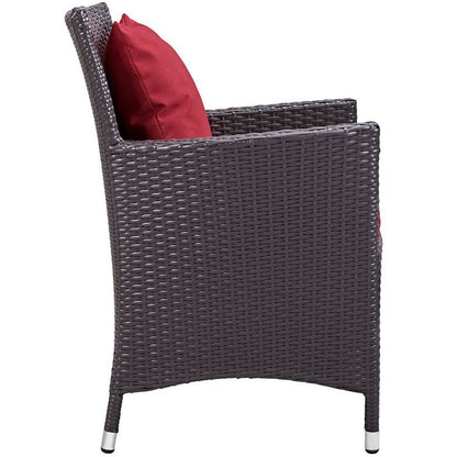 Convene 3 Piece Set Outdoor Patio with Fire Pit - Espresso Red