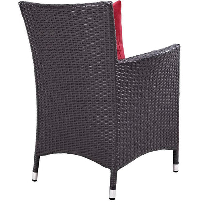 Convene 3 Piece Set Outdoor Patio with Fire Pit - Espresso Red
