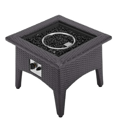 Convene 3 Piece Set Outdoor Patio with Fire Pit - Espresso Red