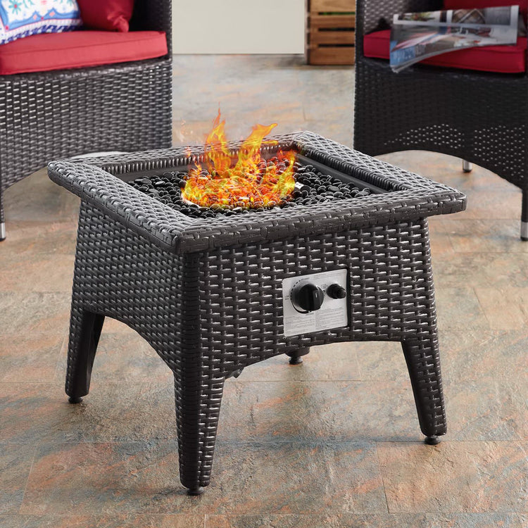 Convene 3 Piece Set Outdoor Patio with Fire Pit - Espresso Red