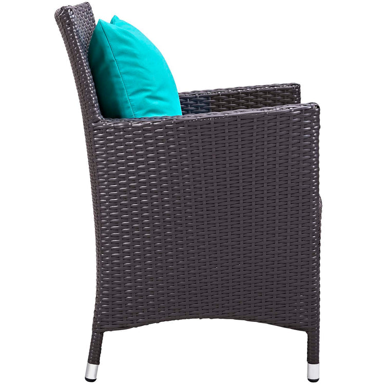 Convene 3 Piece Set Outdoor Patio with Fire Pit - Espresso Turquoise