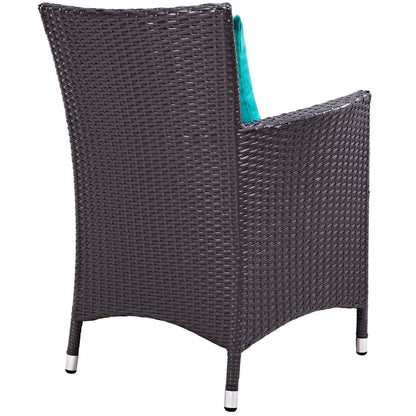 Convene 3 Piece Set Outdoor Patio with Fire Pit - Espresso Turquoise