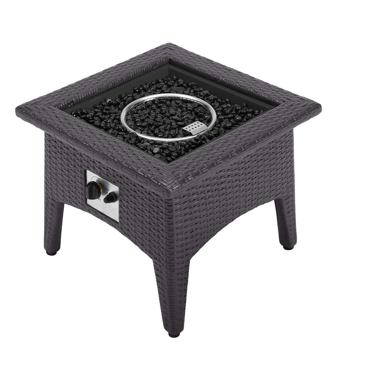Convene 3 Piece Set Outdoor Patio with Fire Pit - Espresso Turquoise