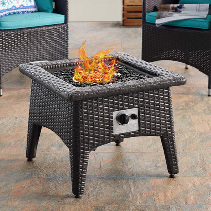 Convene 3 Piece Set Outdoor Patio with Fire Pit - Espresso Turquoise