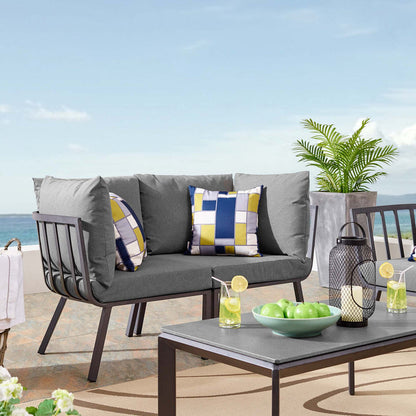 Riverside 2 Piece Outdoor Patio Aluminum Sectional Sofa Set - Gray Charcoal