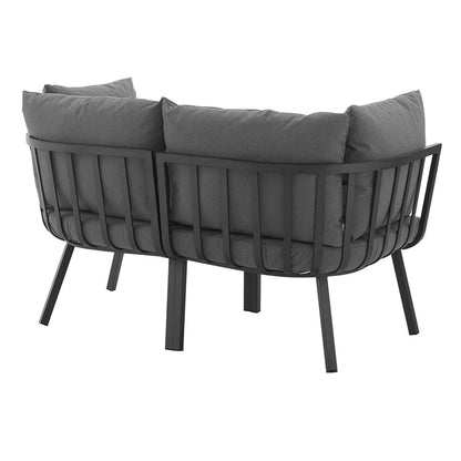 Riverside 2 Piece Outdoor Patio Aluminum Sectional Sofa Set - Gray Charcoal