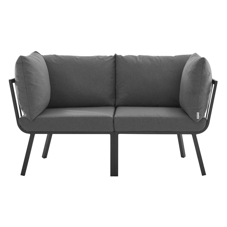 Riverside 2 Piece Outdoor Patio Aluminum Sectional Sofa Set - Gray Charcoal