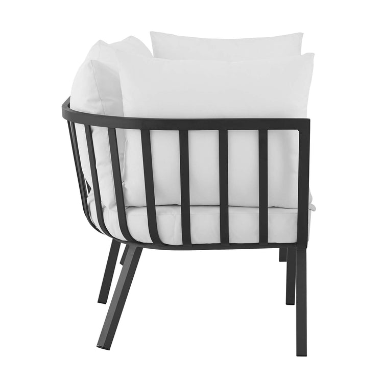Riverside 2 Piece Outdoor Patio Aluminum Sectional Sofa Set - Gray White