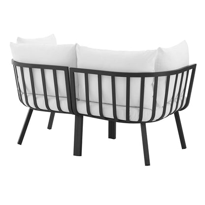 Riverside 2 Piece Outdoor Patio Aluminum Sectional Sofa Set - Gray White