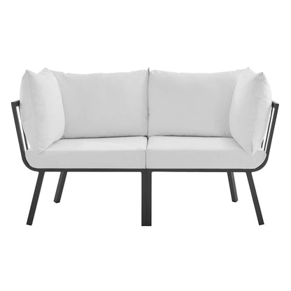 Riverside 2 Piece Outdoor Patio Aluminum Sectional Sofa Set - Gray White